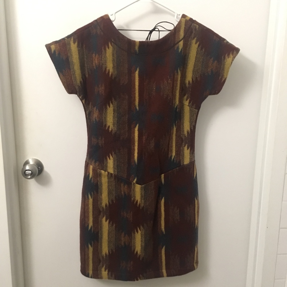 Soft Wool Printed V-Back Dress Size S $275